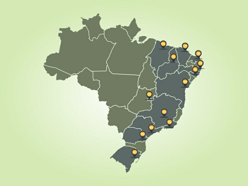 mapa das filiais da forever living brasil